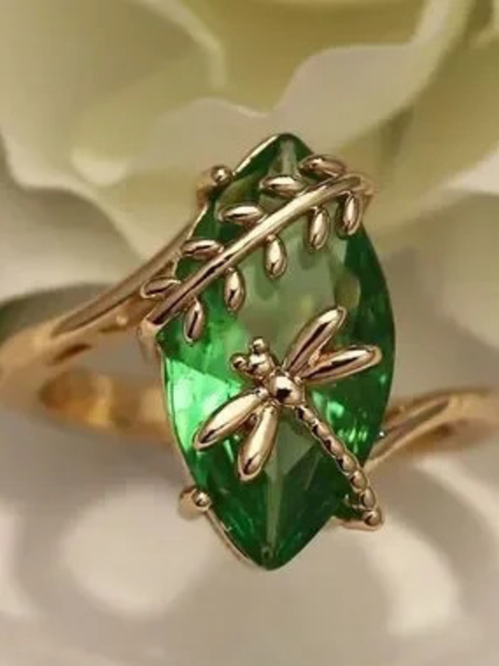 Vintage Emerald Marquis Dragonfly Ring